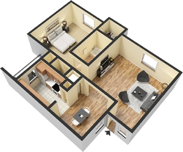 One Bedroom / One Bath - 775 Sq.Ft.*